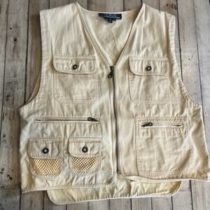 Vintage Utility Fishing Vest Yellow Cotton Multi Pocket Gorpcore M